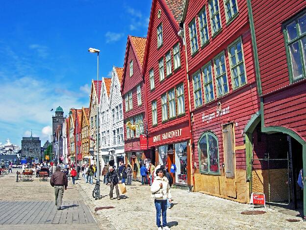 Holzhäuser am Hafen von Bergen, Norwegen