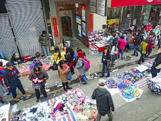 Straßenmarkt entlang der Johnson Road in Wan Chai, Hongkong